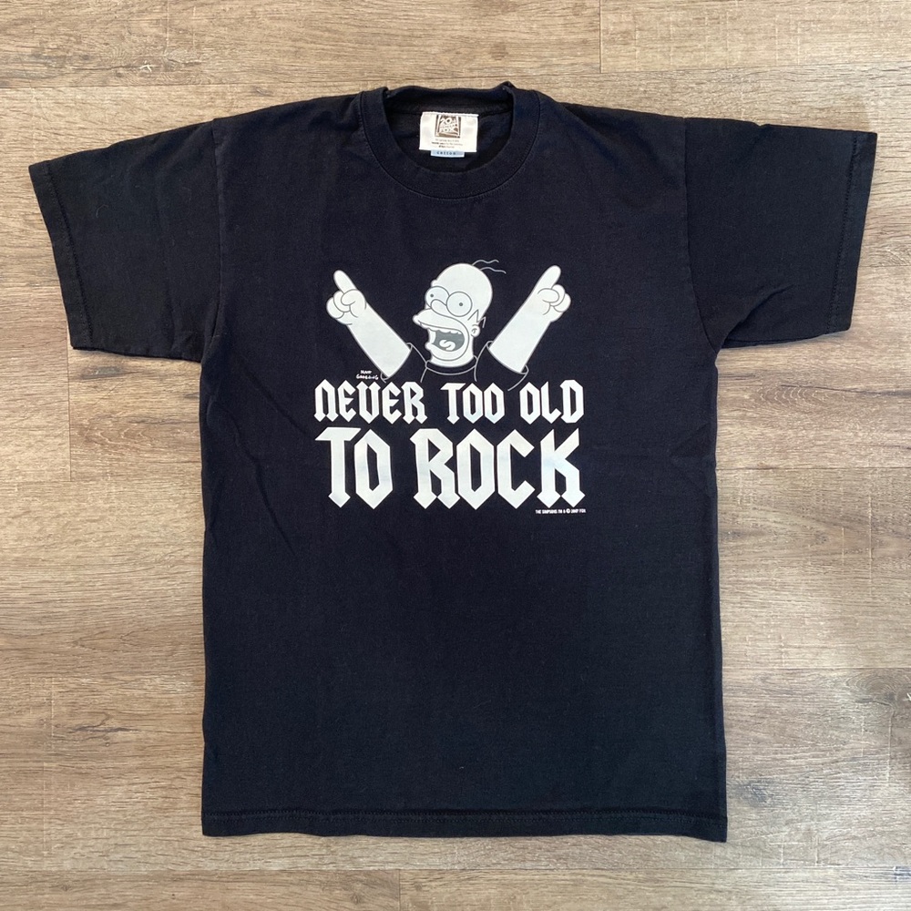Vintage RARE 2007 Simpsons Homer Never Too Old To Rock Shirt Adult Sz M